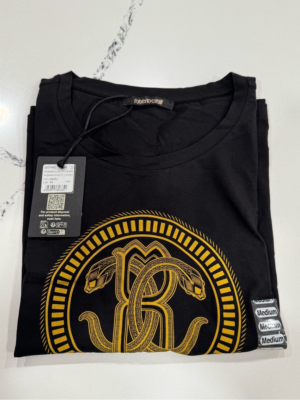 Roberto Cavalli Black Gold Logo Slim Fit Tee M NWT ❤️ - Picture 2 of 10